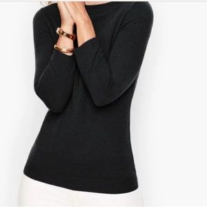 Talbots 100% Cashmere Black Sweater Classic Three Quarter Sleeve Size M